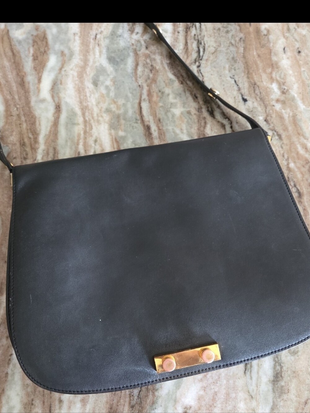 Marni Black Leather Saddle Shoulder Trunk Bag
